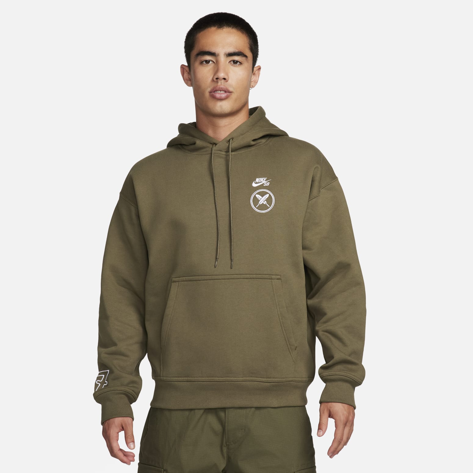 Nike SB x Yuto Graphic Fleece Pullover Hoodie Asia Sizing 'Medium Olive' FN0552-222