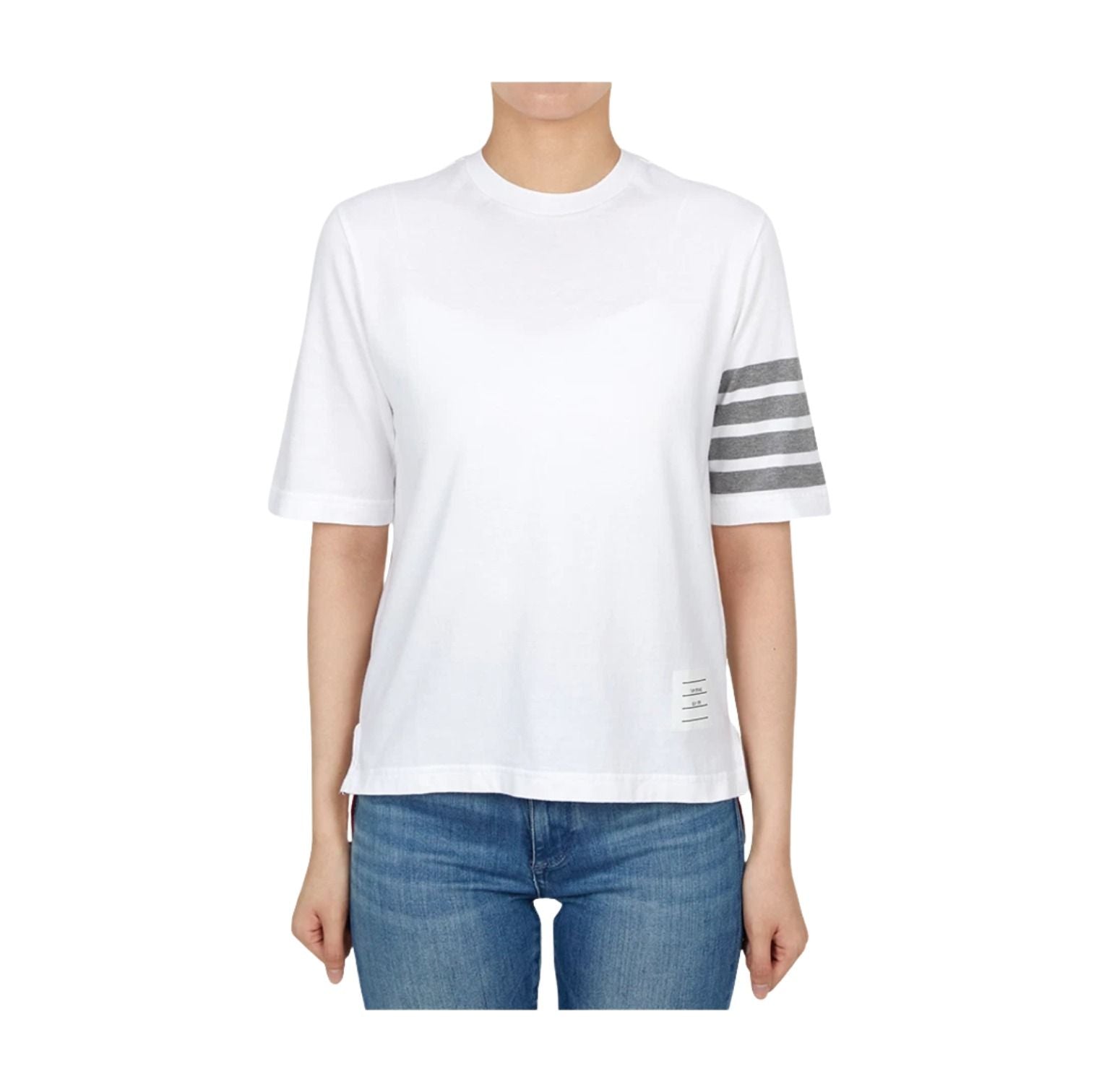 (WMNS) Thom Browne Short Sleeve T-Shirt 'White' FJS102G-07862-100