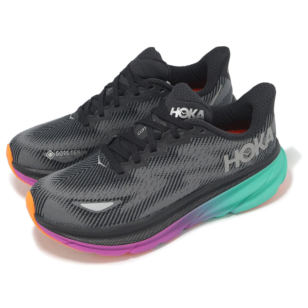 (WMNS) HOKA ONE ONE Clifton 9 Gore-Tex 'Black Electric Aqua' 1141490F-BCQ