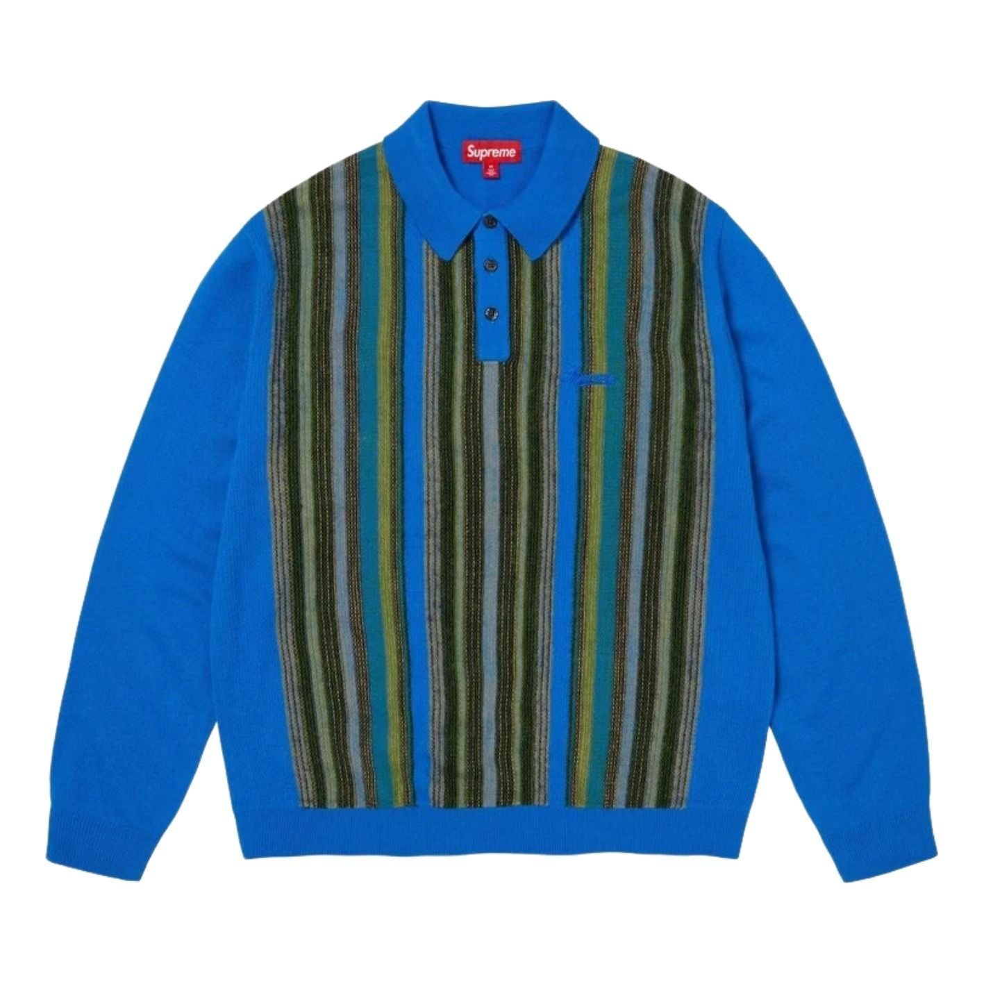 Supreme SS26 Multi Stripe Polo Sweater 'Blue' SUP-SS26-195-BLU