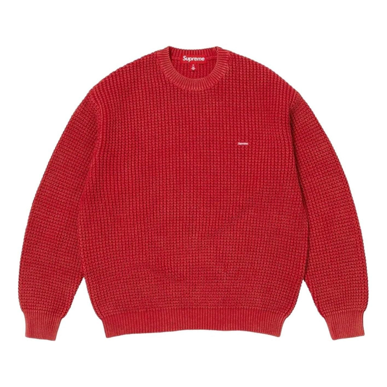 Supreme SS26 Washed Small Box Waffle Sweater 'Red' SUP-SS26-136-RED