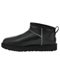 (WMNS) UGG Classic Ultra Mini LTHR Regen Snow Boots 'Black' 1163490-BLK