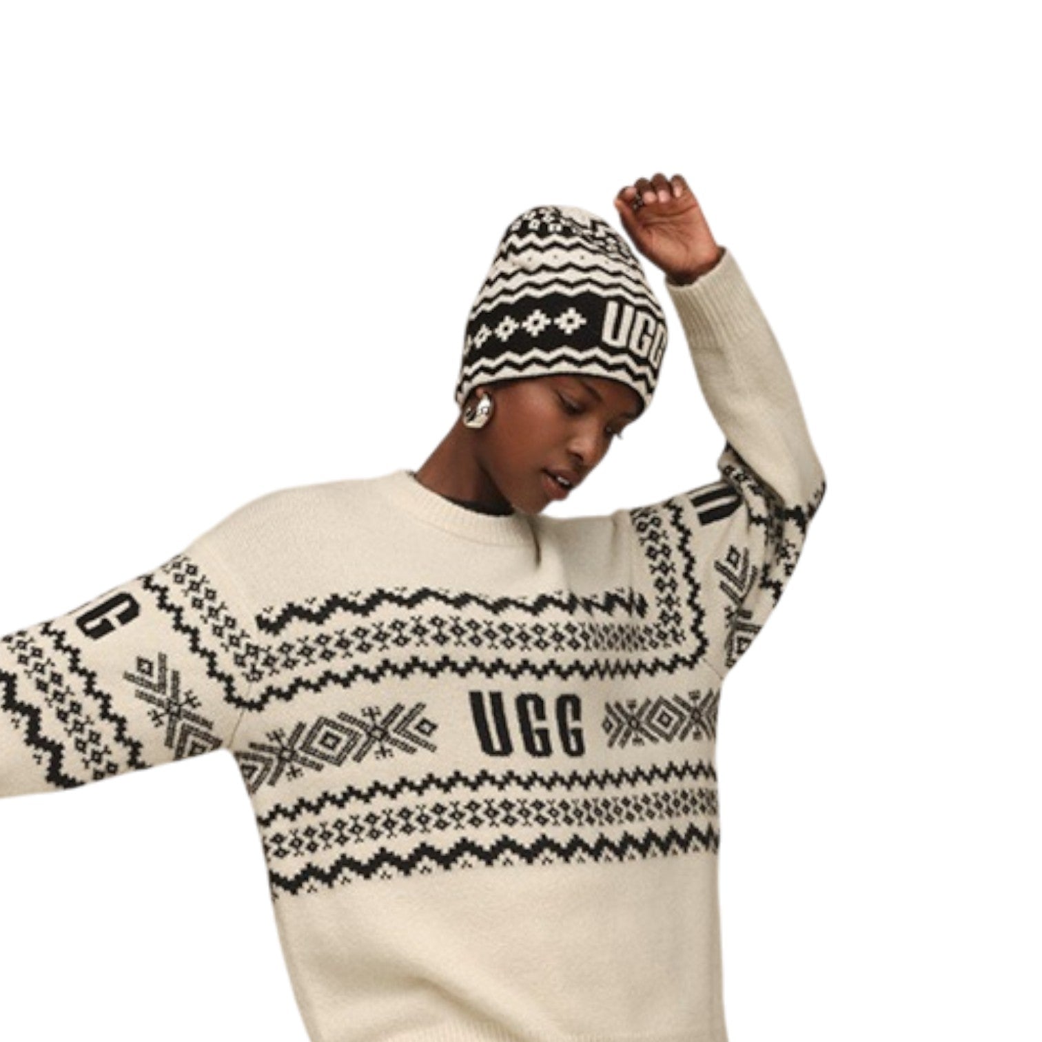 (WMNS) UGG Chunky UGGIsle Beanie Wool Hat 'Black White' 102745-BLKM