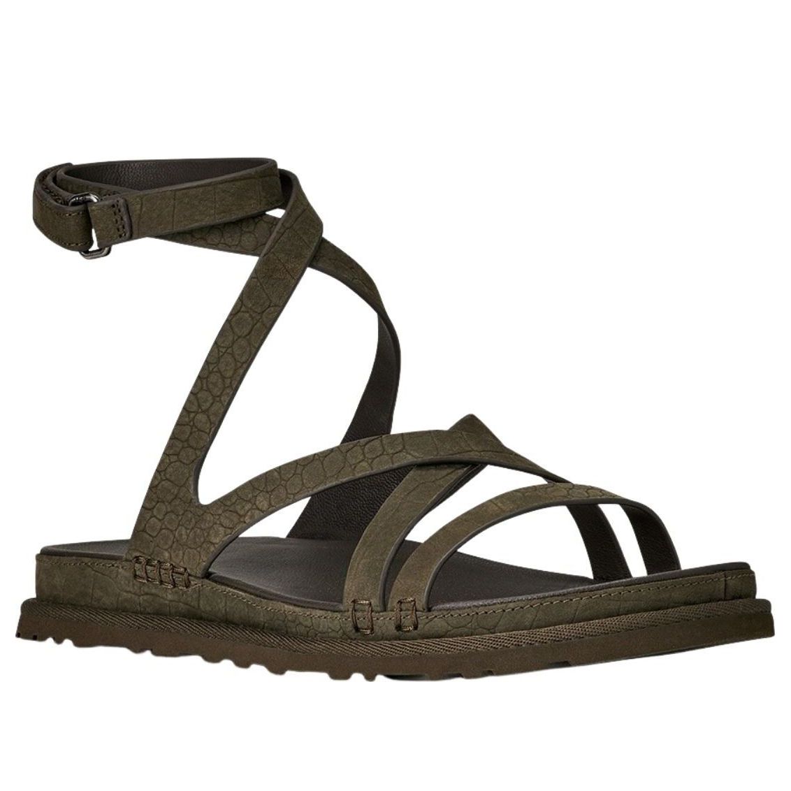 (WMNS) UGG GoldenGaze Embossed Ankle Wrap Sandals 'Dense Smoke' 1178570-DNSS