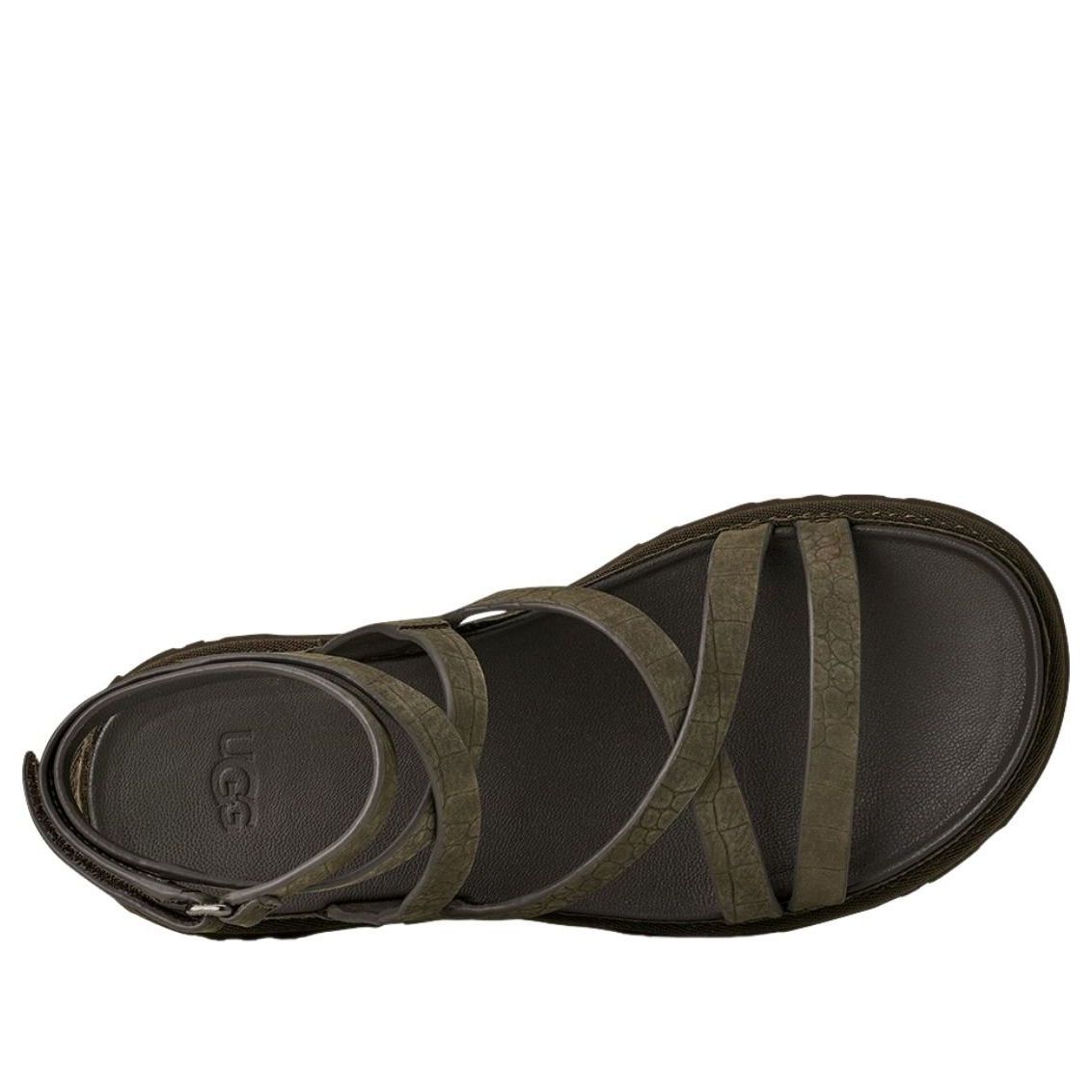 (WMNS) UGG GoldenGaze Embossed Ankle Wrap Sandals 'Dense Smoke' 1178570-DNSS