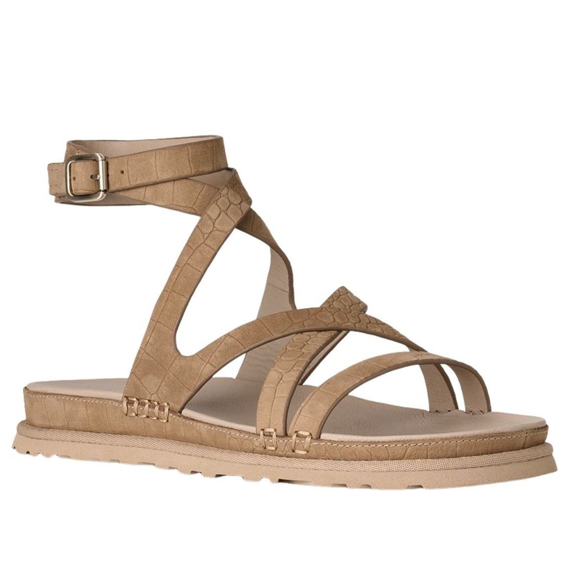 (WMNS) UGG GoldenGaze Embossed Ankle Wrap Sandals 'Mustard Seed' 1178570-MDSD