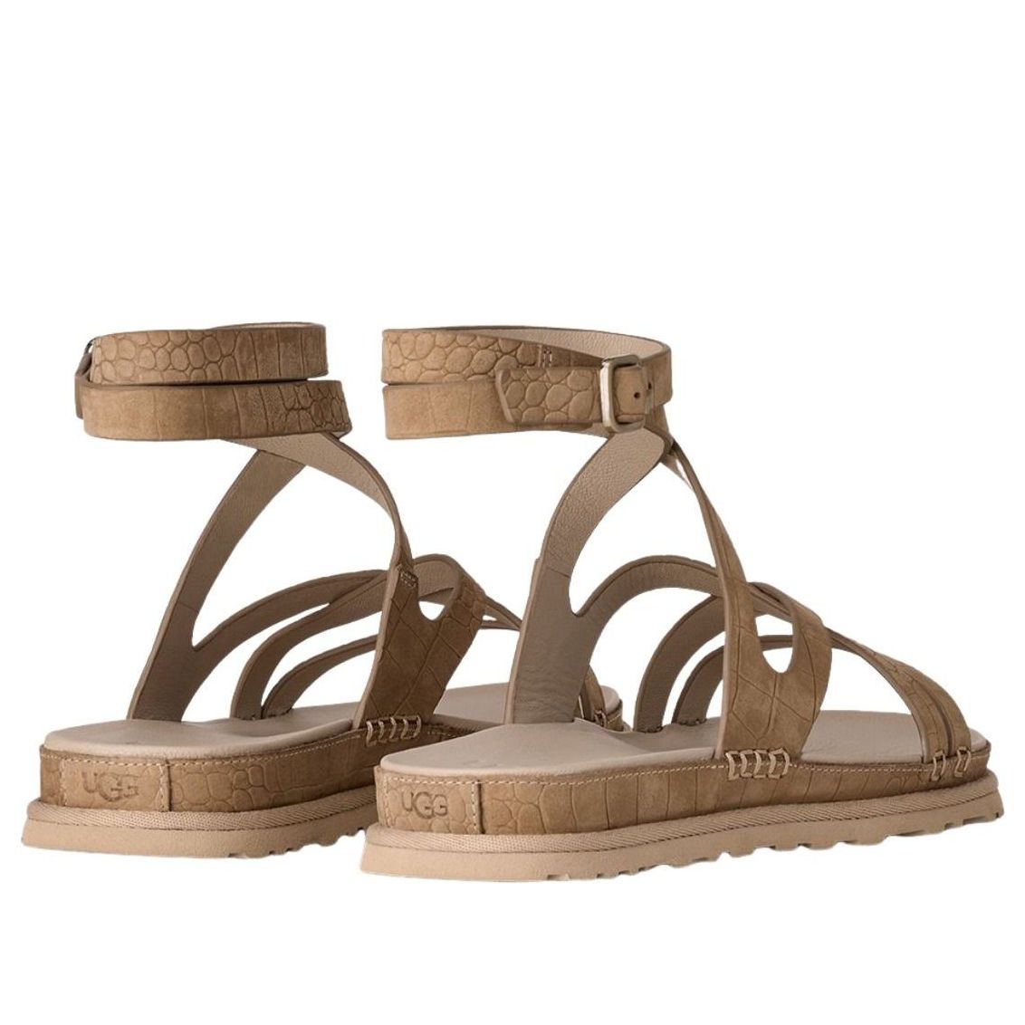 (WMNS) UGG GoldenGaze Embossed Ankle Wrap Sandals 'Mustard Seed' 1178570-MDSD