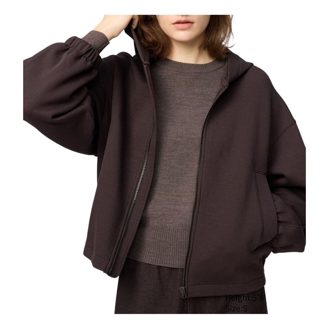 (WMNS) UNIQLO Sweat Full-Zip Hoodie 'Dark Brown' 480079-39