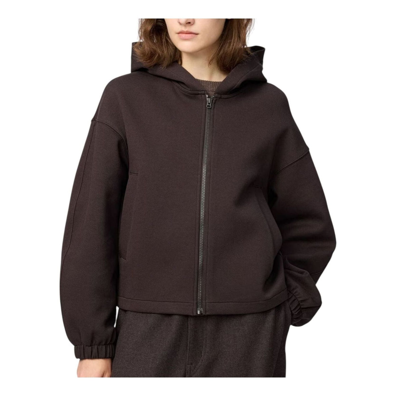 (WMNS) UNIQLO Sweat Full-Zip Hoodie 'Dark Brown' 480079-39